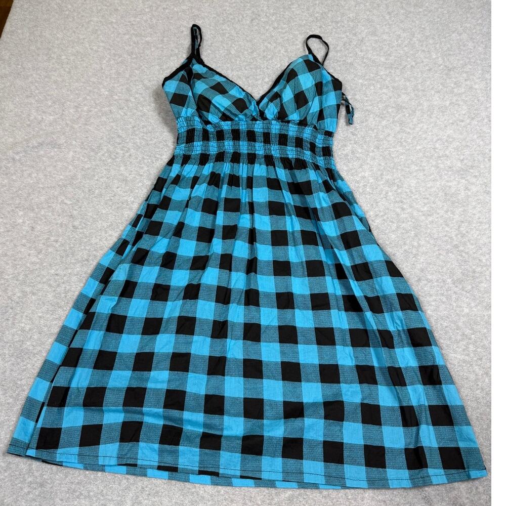 y2k She's Cool Junior Womens Size M Blue Plaid Mini Dress